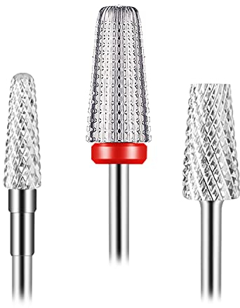 Depvko - Juego de 3 brocas para uñas, 5 en 1 para uñas de 3/32 pulgadas, barril cónico y forma de cono de carburo para removedor de acrílico o gel