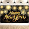 Großes Happy New Year Banner, 2024 Silvester Dekorationen, XXL Neujahr PartyDekoration Schwarz und Gold, 2024 Neujahr Hintergrund Banner für Silvester Dekoration