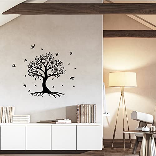 SUPERDANT Baum des Lebens Wandaufkleber Stammbaum Wandsticker Vögel Zweige An Einem Baum Wandtattoo Wandkunst Silhouette Vinyl Wandsticker Für Frauen Schlafzimmer Küche Dekoration