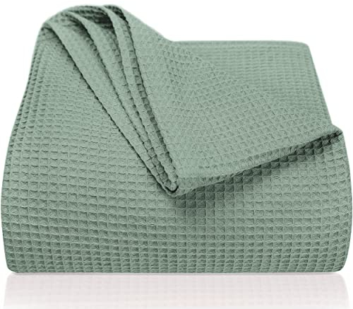 LAYNENBURG Premium Tagesdecke 150 x 200 cm - Waffelpique 100% Baumwolle - leichte Sommerdecke Waffeloptik - Baumwolldecke als Bett-Überwurf, Sofa-Überwurf, Couch-Überwurf - Sofa-Decke (Mintgrün)