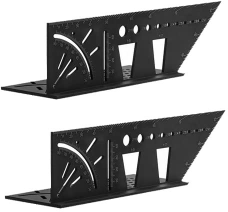 2 Stück Layout Quadratlehre für Holzbearbeitung, 90/45 Grad quadratisches Layout Gehrungswinkel Messen T Lineal 3D Gehrungswinkel Winkelmesser Holzbearbeitung Messwerkzeuge für dreidimensionale