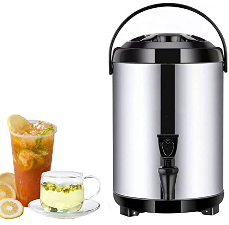 UCCASA 6L/8L/10L/12L/14L/16L/18L/20L Distributeur d'eau Chaude et Froide,Bouilloire Thermostat,Fontaine Isotherme Distributeur de Boisson en Acier Inoxydable,Grande Capacité,10-12 Heures,Black-12L