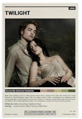 MAHWER Twilight Filmposter auf Leinwand, Poster, Wandkunst, Dekor, Bild, Gemälde für Wohnzimmer, Schlafzimmer, Dekoration, ungerahmt, 30 x 45 cm