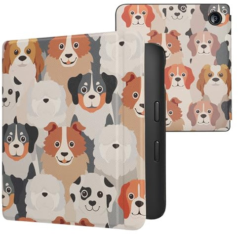 kwmobile Étui Compatible avec Kobo Libra 2 Coque - Étui à Rabat magnétique Tablette eReader Similicuir - Blanc-Marron Clair-Gris