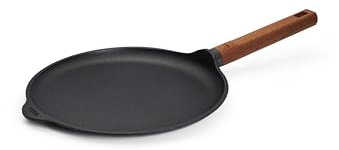 Woll Eco Logic QXR Poêle à crêpes inductive, Ø 26 cm, avec manche en bois solide et durable, convient pour tous les types de feux, sans PFAS, revêtement anti-adhésif, fonte d'aluminium, passe au four