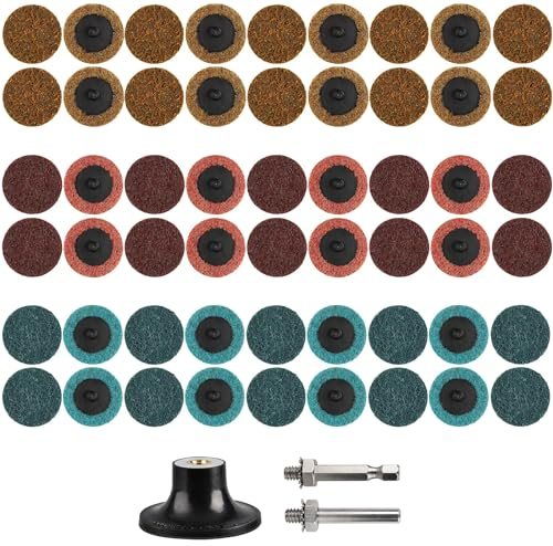 Shineboc 57Pcs Sanding Discs Set, 2 inch Quick Change Sanding Discs with 1/4 Holders, Die Grinder Surface Conditioning Burr Rust Paint Removal