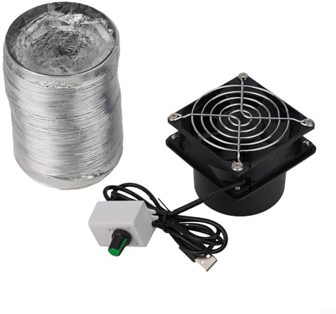 URPIZY - Lüftungsventilator mit starker Saugkraft und Kunststoffkanalrohr – Rauchabsorber – Abluftventilator für effektive Rauch- und Staubabsaugung, USB-Ventilator (Ventilator plus 3 m Rohr)