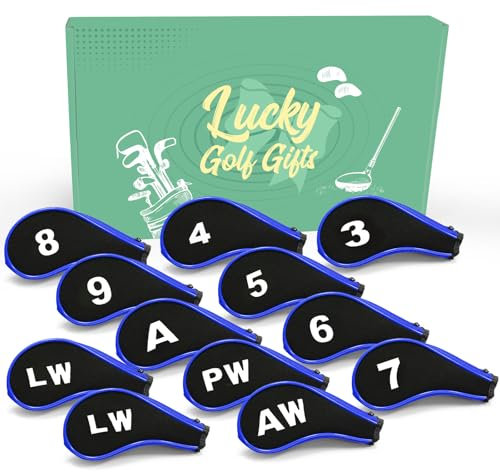 Golf Iron Head Covers Neoprene With Zipper 12 Pcs Lightweight， Golf Iron Head Covers Fit All Brands Iron Club (Blue)