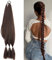 Braid Extensions Pferdeschwanz Verlängerung mit Haargummi 79 cm Lang Ponytail Geflochten Kunsthaar Haarverlängerung Zopf Haarteil für Damen Braun