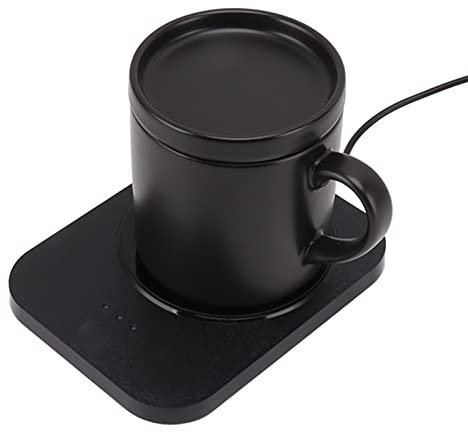 Calentador de café por inducción por Gravedad, Calentador eléctrico de Bebidas, té, Agua, Leche para Todas Las Tazas y tazones, Calentador de Tazas para café con Tres (Negro)