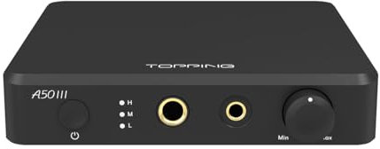 AOSHIDA Topping A50 III NFCA Headphone Amp, RCA/TRS Input HiFi Headphone Amps, 4.4mm/6.35mm Headphone Amp with 3 Gain Settings, 3500mW*2 Earphone Amplifier, Home Audio HPA with 12V Trigger (Black)