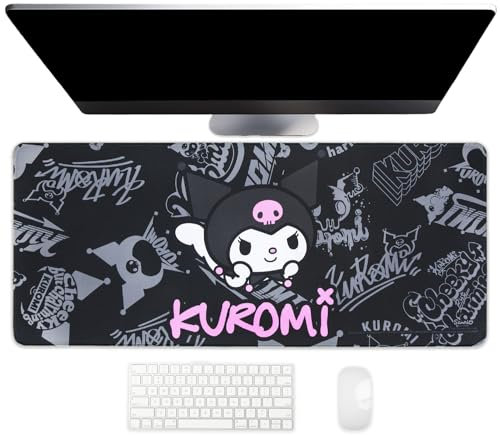 Hello Kitty Jumbo Kuromi Desk Mat, Large Desktop Mousepad, Kawaii Desk Pad, Cute Hello Kitty Decor, 70 x 30 cm