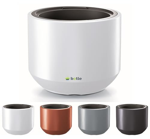 botle Grand pot de fleurs XXL 82 l - Forme ronde - Diamètre : 57 cm - En plastique massif moderne - Hauteur : 47 cm - Blanc mat - Avec un insert de 56 l - Résistant aux intempéries - Pot intérieur et