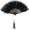 Folding Handheld Feather Fan,Vintage Feather Fan,Black Folding Fan,Vintage Style Folding Handheld Feather Fan,Flapper Hand Fan for Costume Halloween Dancing Wedding Party Prom Tea Party - Black