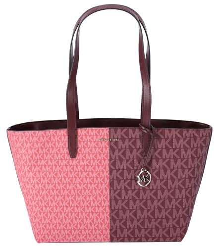 Michael Kors Jet Set Travel Medium Zip Top Tote Oxblood Multi MK SIgnature, Oxblood Multi, Medium