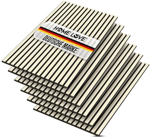 HOME LOVE® Akustikpaneele Holz 118x60 cm – 6er Set mit Echtholz Eiche-Furnier | 3D Wandpaneele Holzoptik mit Filz | Akustikpaneele Holz Wand | Holzpaneele Wand | Akustik Paneele Eiche hell