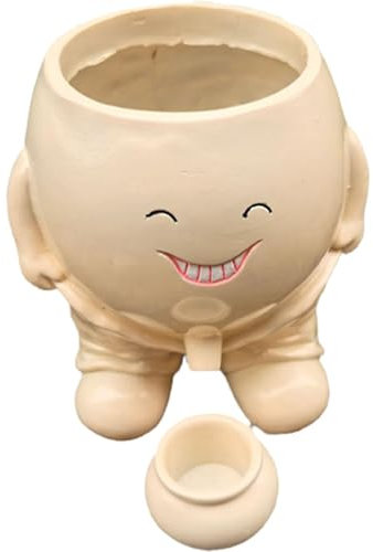 Happy Face Planter - Smile Face Flower Pots, Self Standing Flower Pot | Happy Face Plant Pots With Drainage Hole, Resin Doll-Shaped Planter, Flower Pots With Smile C