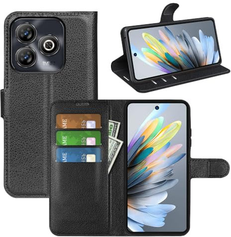 Fertuo Cover per ZTE Blade V60 Vita, Custodia Portafoglio Cover a Libro in Pelle Flip Case con Silicone Bumper, Fibbia Magnetica, Porta Carte, Kickstand, per ZTE Blade V60 Vita, Nero