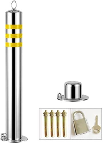 CVNIMV Sicherheitspoller, Parkplatzsperre, Poller, robuste Parkbarriere aus Edelstahl mit reflektierenden Streifen, Parkplätze, Verkehrskontrolle