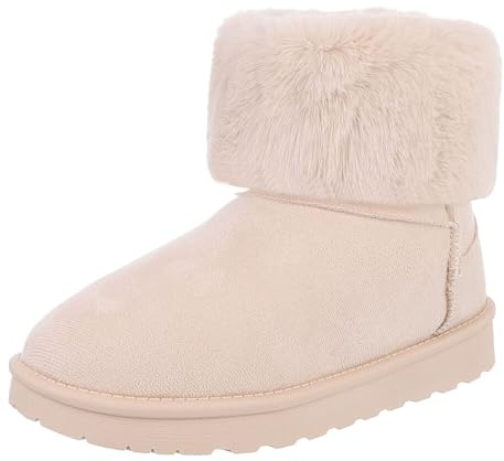 Ital Design Damenschuhe Stiefeletten Flache Stiefeletten, JD-5-1-, Textil, Beige, Gr. 36