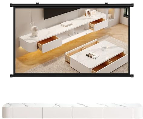 HYANXUE Meuble TV flottant en bois massif, meuble TV mural haute brillance, étagères flottantes avec porte, console multimédia moderne, grand banc de rangement (motif, 200 cm)