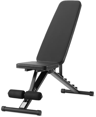 Amazon Basics Panca per allenamento regolabile, pieghevole, per palestra a casa, Nero, 135 x 38 x 116 cm