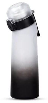 Air Bottiglia d'acqua con 1 Cialda Aromatica, 650ML Senza BPA Borracce Tritan Pod Frutta Prova di Perdite 0 Calorie Tazza d'acqua con Cannuccia (Air Borraccia nera e bianca con 1 cialda aromatica)