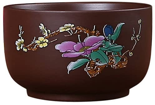 XDAWQP 3 Piezas de Taza de té de Arcilla Morada Hecha a Mano, Taza Creativa de Kung fu Pintada a Mano, tazón de té pequeño, Tetera