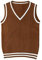 Socken Gitarre lässig, V-Ausschnitt, Pullover-Shirt, Kollisionsfarbe, ärmellose Pullover-Weste Gelbe Socken Kinder (Brown, M)