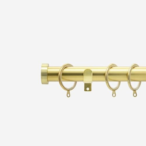 Brushed Gold 28mm Stud Fixed Length Metal Curtain Pole | Brushed gold 28mm fixed metal curtain pole with stud finials. Strong, durable design for easy curtain hanging.