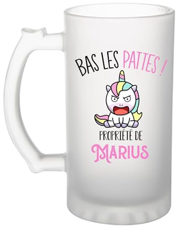 Planetee Chope Marius Bas les pattes Licorne | Verre à bière Originial Cadeau Anniversaire Noël Humour fête des pères