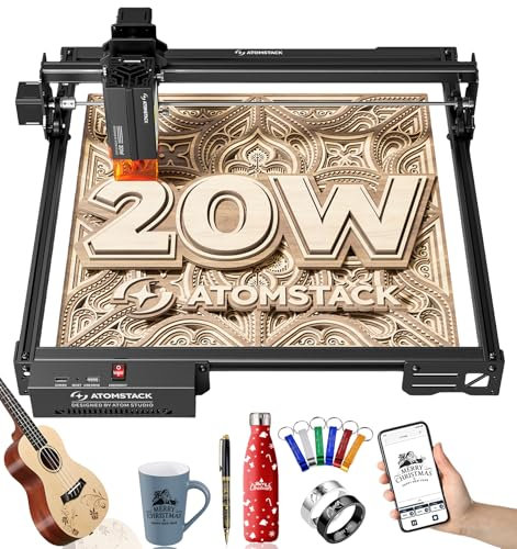 ATOMSTACK 20-Watt Lasergravierer, A20 PRO V2 Laser-Schneider für Profis, 400mm/s Hochgeschwindigkeit, 0.06mm hohe Genauigkeit Markierungsmaschine mit 400 * 400 mm Arbeitsbereich (A20 Pro V2)