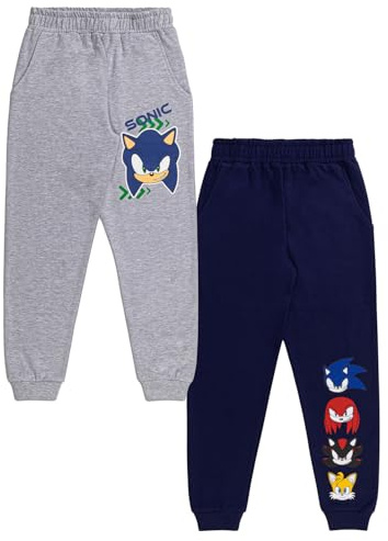 SONIC THE HEDGEHOG Jungen 2pk Jogginghose Jogger Pants 2er Pack Trainingshose Sonic Geschenke für Kinder, mehrfarbig, 9-10 Jahre