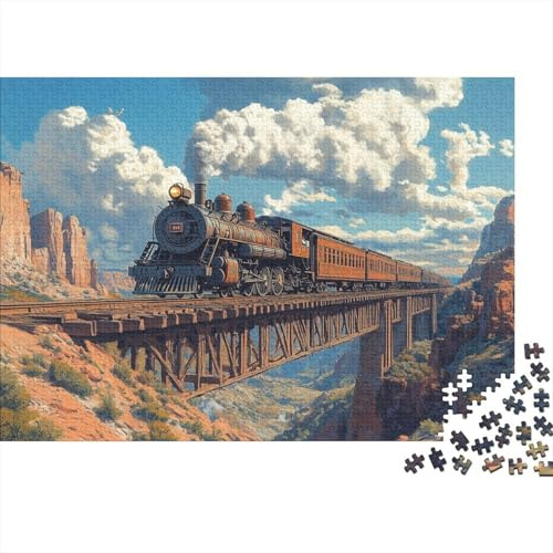 Zug 1000pcs (75x50cm) Erwachsenenpuzzle - Schlucht Bridge Wild West DIY-Puzzlespielzeug