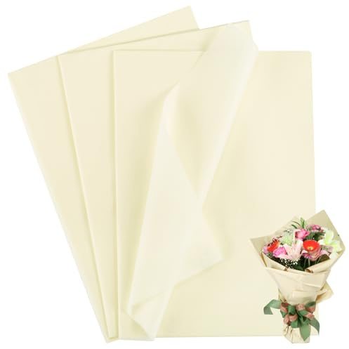 Naler 60 Hojas Papel de Seda Beige para Envolver Regalos, 35x50cm | Papel Seda para Envolver Regalitos, Hacer Relleno de Regalo, Manualidades de Pompones y Decoración de Fiestas