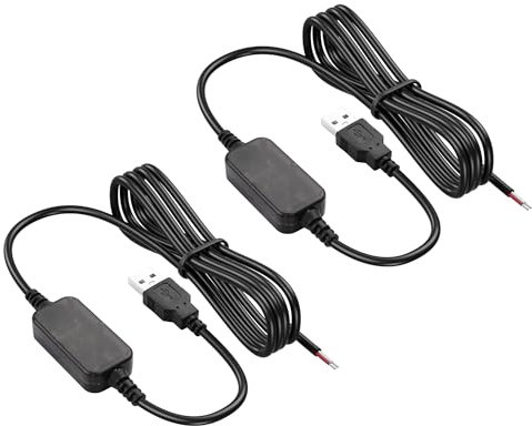 SinLoon 2Pcs DC Boost Cable 5V to 12V,22AWG USB2.0 Male to Bare Wire Boost Cable Suitable for Cameras, Mini Speakers etc.-110CM/3.6FT