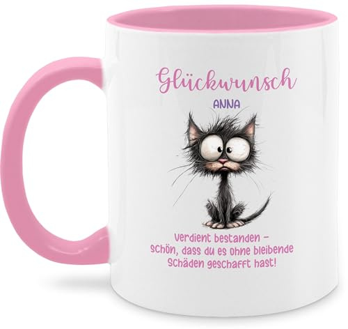 Tasse Tassen 325ml - Glückwunsch verdient bestanden I Ausbildung Geschenkideen bestandene Prüfung Abschluss Geschenk Schulabschluss Geschenk Abi Geschenke Realschulabschluss - 325 ml - Rosa