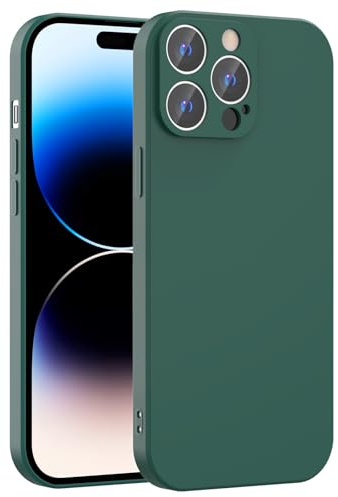 Silicone Case for iPhone 14 Pro Max, Full Camera Protection, Slim Liquid Silicone Phone Bumper Cover, Soft Touch, Antiskid, DustProof, Shockproof, Drop-Resistant, Anti-Scratch Cases (Dark Green)