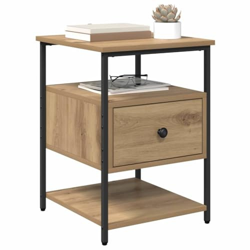 vidaXL Bedside Cabinet with Drawer 2 pcs Artisan oak 40 x 42 x 56 cm, Elegant Nightstand, Modern Bedroom Furniture, Rectangular Storage, Durable Bedside Cabinet, Stylish Utility Table, Compact Unit