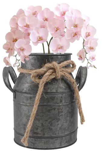 VILLCASE Maceta de Hierro Vintage Estilo Retro Cubo Decorativo Europeo Tipo Lechera Jarrón Rústico para Flores Secas Hogar Oficina y Jardín