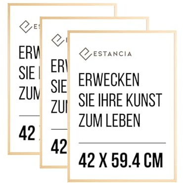Estancia 3 Stück Eiche Holz Bilderrahmen 42x59,4 cm (A2) mit bruchsicherem Acrylglas | Moderner 3er Portraitrahmen aus Holz A2 (42 x 59,4 cm)