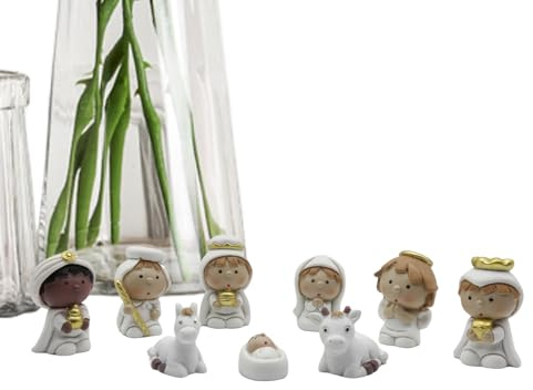 Fenayuu Weihnachtskrippe Für Innenräume | Miniatur Kunstharz Weihnachtsdekoration - Krippenfigur Deko | Für Wohnzimmer Büro Schlafzimmer Kamin Banks Fensterbank Kirchengruppen