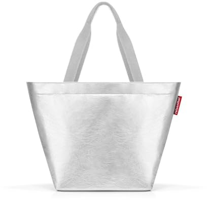 reisenthel shopper silver crackle – Geräumige Shopping Bag und edle Handtasche in einem – Aus wasserabweisendem Material