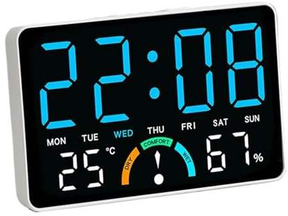 Generisch Digital Clock - Alarm Temperature Display, Nightstand Humidity Monitor, Electronic LED Timepiece, Large Bold Numbers Screen, Top Performance Desktop Category, Small Black Portable Case