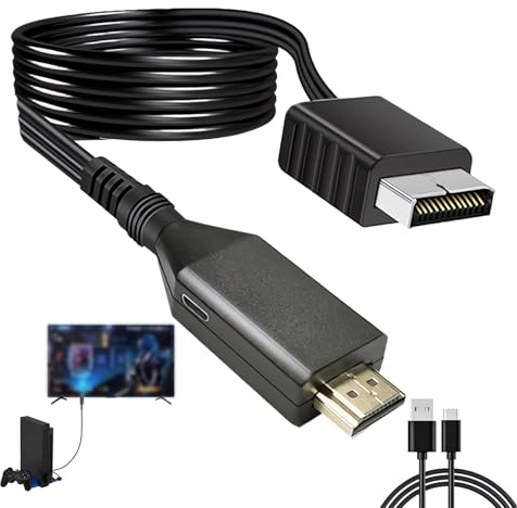 Heyung PS2 to HDMI Converter Cable,Compatible with PS2/PS1 to HDMI Video Audio Adapter,Multifunctional H DTV 720P/1080P Monitor Projector Plug for PS1/PS2 Game Consoles,Projector,Monitor