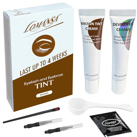 Lomansa Augenbrauenfarbe, Augenbrauenfarbe Braun, 10 ml Multi-Use Augenbrauen Färben Braun und Wimpernfarbe, Präzisionstube, einfache Anwendung, anfängerfreundlich, sanfte Formel(Hellbraun)