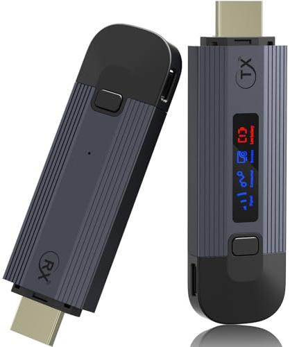 Wireless HDMI Transmitter and Receiver 4K, Metal Housing Portable Wireless HDMI Extender Kit with LED Display, 2.4G/5G Plug & Play HDMI Wireless Streaming Video from Laptop/TV Box to Monitor/HDTV
