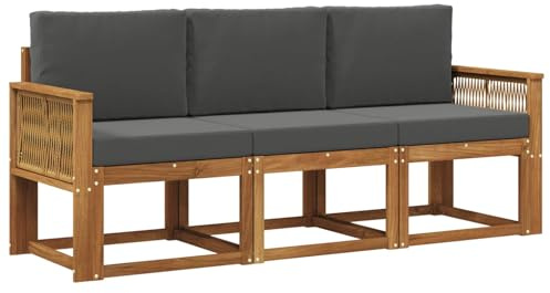 vidaXL Outdoor-Sofagarnitur 3 pcs Natur und Anthrazit Polyester, Outdoor Sofa, Moderne Garten-Lounge, modulare Möbel für Terrasse, stylische Sammlung, Bequeme Sitzgelegenheit