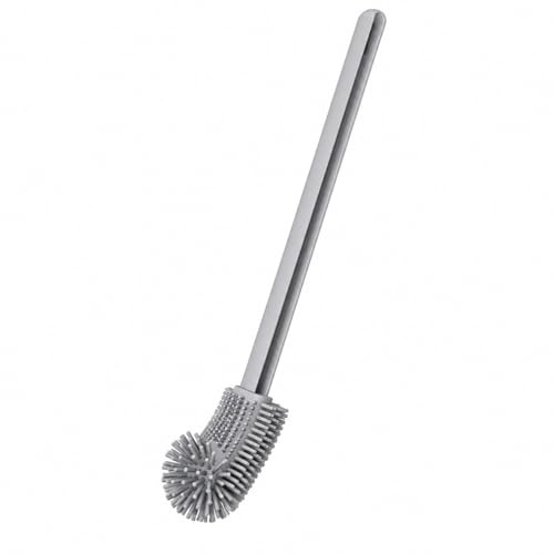 INF Gebogene Silikon Toilettenbürste – 37cm Langer Griff mit weichen Silikonborsten – Hygienische Klobürste