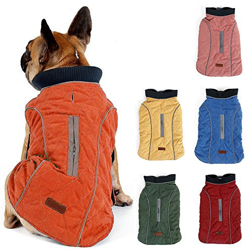 TFENG Reflektierend Hundejacke Brust 68-78cm, Rückenlänge 44cm Hundemantel Warm gepolstert Puffer Weste Welpen Regenmantel mit Fleece (Orange, XXL)